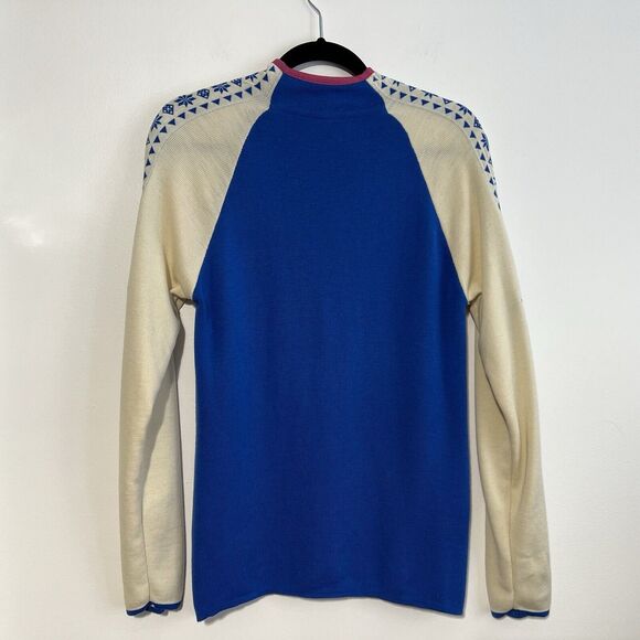 Dale Of Norway Geilo Women’s Merino Wool 1/4 Zip Blue Pink Sweater Size Large - Picture 7 of 11